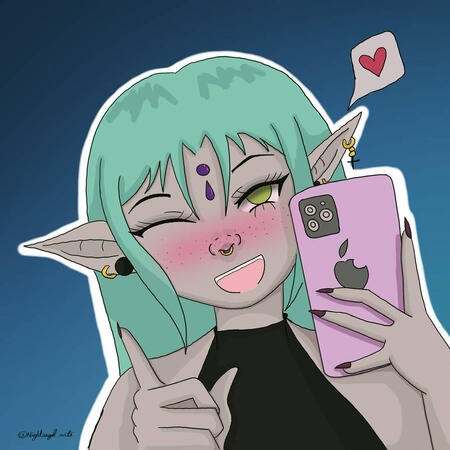 A piece I did of my art mascot for a 30 day oc challenge.